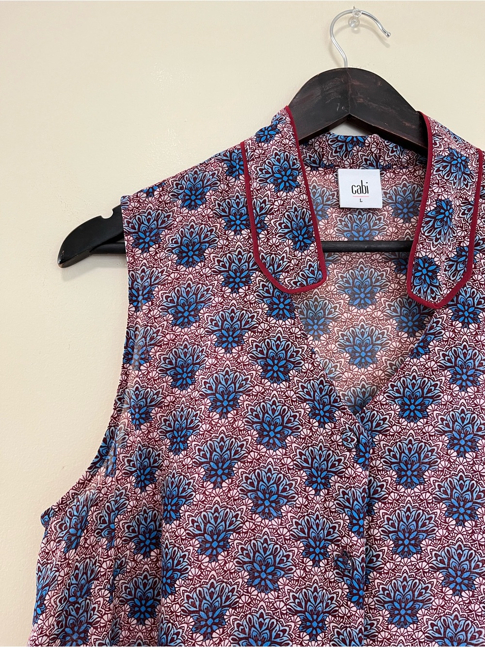 CAbi Sleeveless Fan Blouse - Moroccan Geometric Print - Picture 2 of 13
